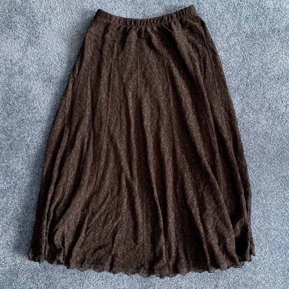 Susan Graver Black Lace Floral Lined Maxi Skirt - Picture 5 of 7